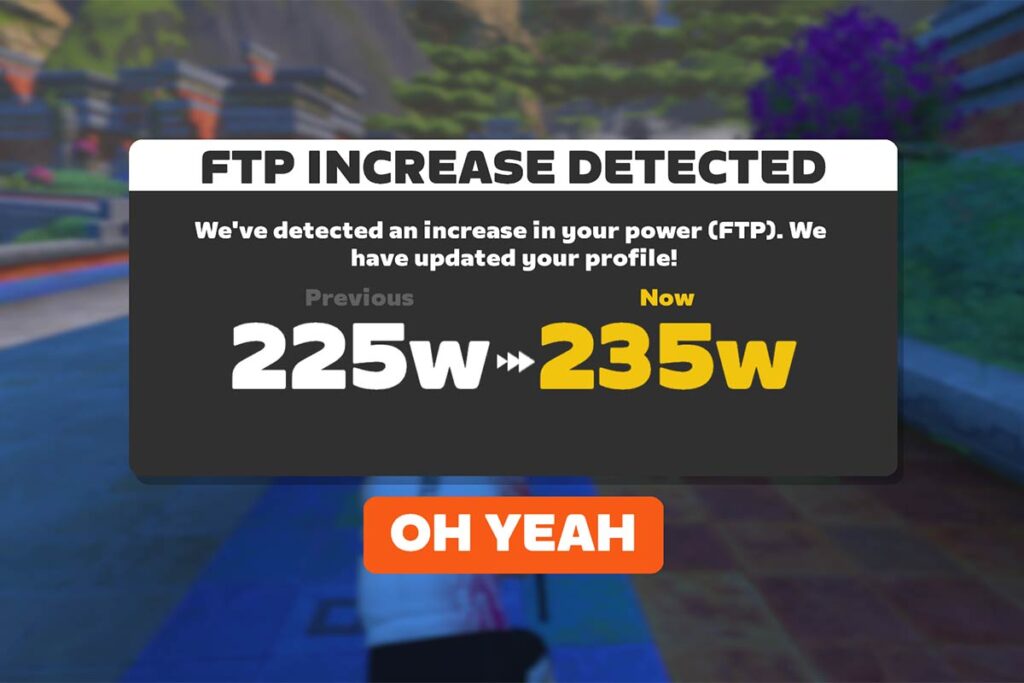 An increase in FTP detected in Zwift